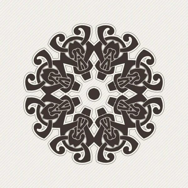 Vector mandala. Gothic lace tattoo. Celtic weave with sharp corners. — Stok Vektör
