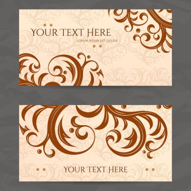 Set of vector design templates. Business card with floral ornament. Vintage style.