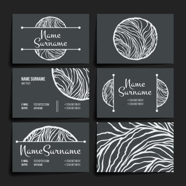 Vektör tasarım şablonları kümesi. Kartvizit adstract daire süsleme ile.