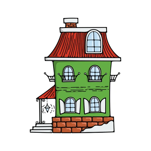 Cute colored doodle house. — ストックベクタ