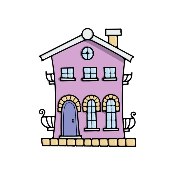 Cute colored doodle house. — ストックベクタ
