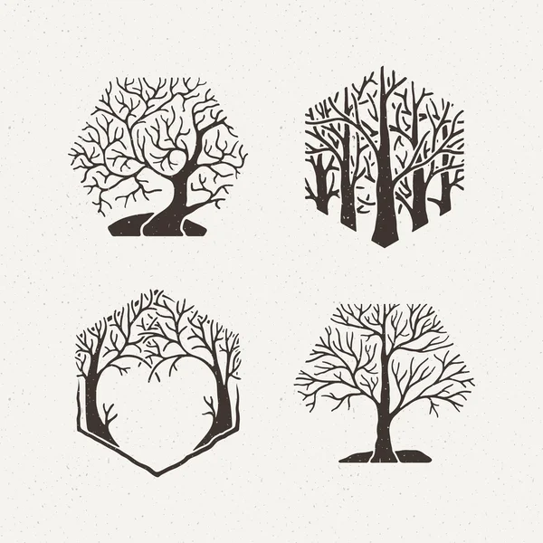 Hexagon trees set. Vector illustration. Pattern geometric figure. — Vetor de Stock