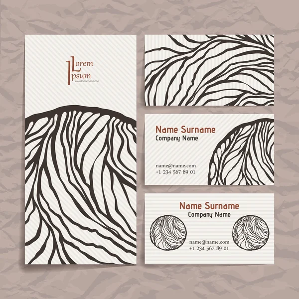 Set of vector design templates. Business card with adstract circle ornament. - Stok Vektor