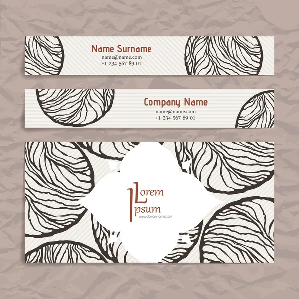 Set of vector design templates. Business card with adstract circle ornament. - Stok Vektor