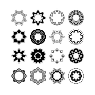 Süslü mandala çerçeveleri ve borders kümesi. Gotik dantel dövme. Kelt örgüsü keskin köşeleri ile.