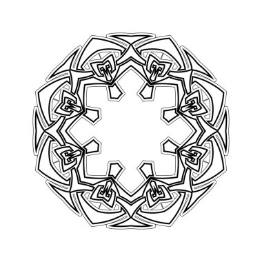 Süslü sınır. Gotik dantel dövme. Kelt örgüsü keskin köşeleri ile.