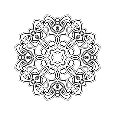 Süslü mandala. Gotik dantel dövme. Kelt örgüsü keskin köşeleri ile.