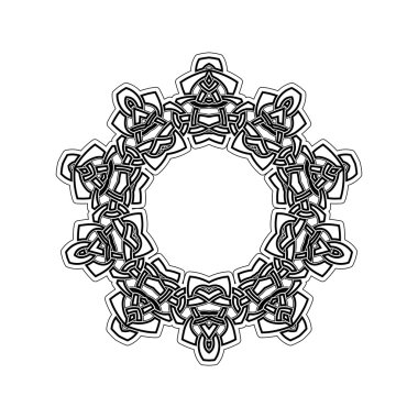 Süslü sınır. Gotik dantel dövme. Kelt örgüsü keskin köşeleri ile.