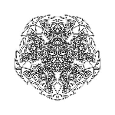 Süslü mandala. Gotik dantel dövme. Kelt örgüsü keskin köşeleri ile.
