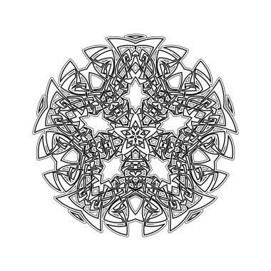 Süslü mandala. Gotik dantel dövme. Kelt örgüsü keskin köşeleri ile.