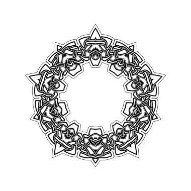 Süslü sınır. Gotik dantel dövme. Kelt örgüsü keskin köşeleri ile.