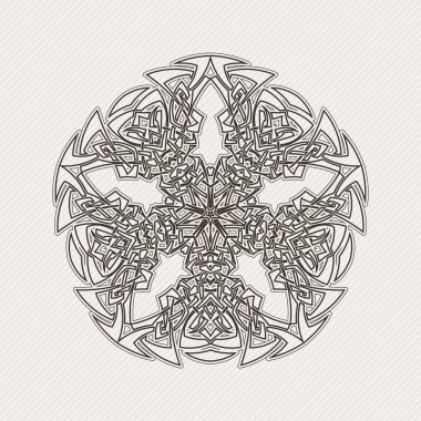 Süslü mandala. Gotik dantel dövme. Kelt örgüsü keskin köşeleri ile.