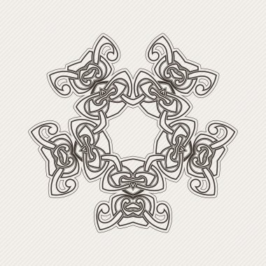 Süslü mandala. Gotik dantel dövme. Kelt örgüsü keskin köşeleri ile.