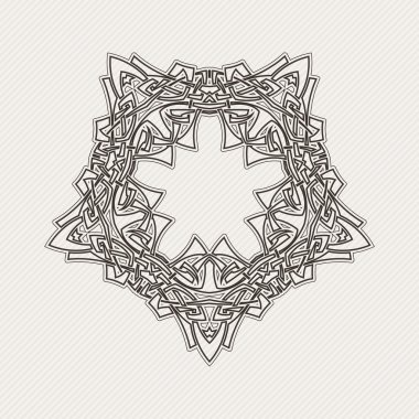 Süslü mandala. Gotik dantel dövme. Kelt örgüsü keskin köşeleri ile.