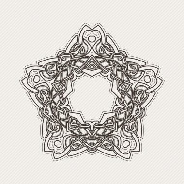 Süslü mandala. Gotik dantel dövme. Kelt örgüsü keskin köşeleri ile.