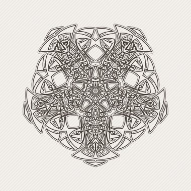 Süslü mandala. Gotik dantel dövme. Kelt örgüsü keskin köşeleri ile.