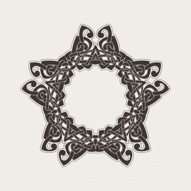 Süslü sınır. Gotik dantel dövme. Kelt örgüsü keskin köşeleri ile.