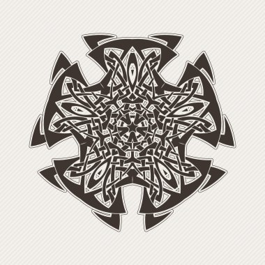 Süslü mandala. Gotik dantel dövme. Kelt örgüsü keskin köşeleri ile.