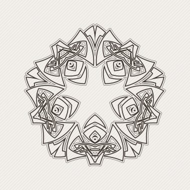 Süslü mandala. Gotik dantel dövme. Kelt örgüsü keskin köşeleri ile.