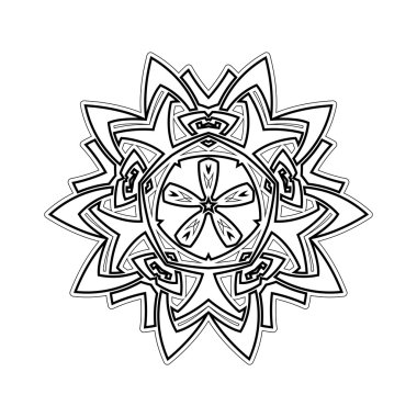 Süslü mandala. Gotik dantel dövme. Kelt örgüsü keskin köşeleri ile.