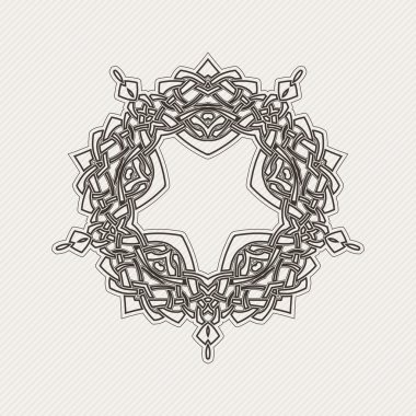 Süslü sınır. Gotik dantel dövme. Kelt örgüsü keskin köşeleri ile.