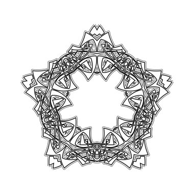 Süslü sınır. Gotik dantel dövme. Kelt örgüsü keskin köşeleri ile.