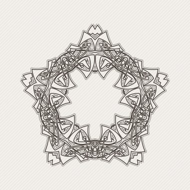 Süslü sınır. Gotik dantel dövme. Kelt örgüsü keskin köşeleri ile.