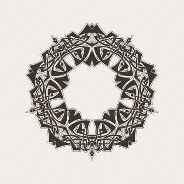 Süslü sınır. Gotik dantel dövme. Kelt örgüsü keskin köşeleri ile.