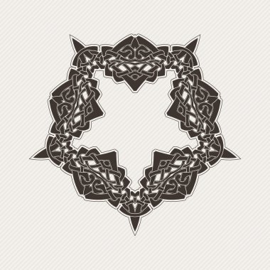 Süslü sınır. Gotik dantel dövme. Kelt örgüsü keskin köşeleri ile.