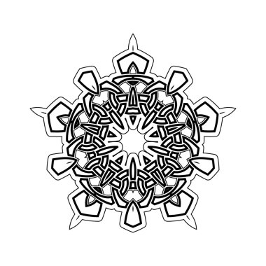 Süslü mandala. Gotik dantel dövme. Kelt örgüsü keskin köşeleri ile.