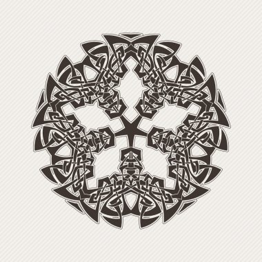 Süslü mandala. Gotik dantel dövme. Kelt örgüsü keskin köşeleri ile.