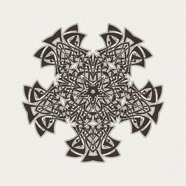 Süslü mandala. Gotik dantel dövme. Kelt örgüsü keskin köşeleri ile.