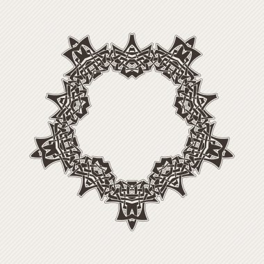 Süslü sınır. Gotik dantel dövme. Kelt örgüsü keskin köşeleri ile.