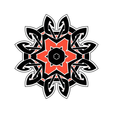 Süslü mandala. Gotik dantel dövme. Kelt örgüsü keskin köşeleri ile.