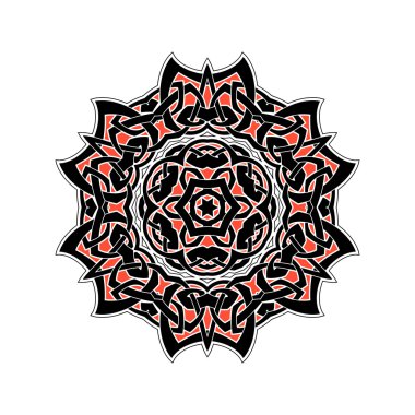 Süslü mandala. Gotik dantel dövme. Kelt örgüsü keskin köşeleri ile.