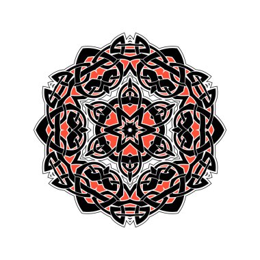 Süslü mandala. Gotik dantel dövme. Kelt örgüsü keskin köşeleri ile.