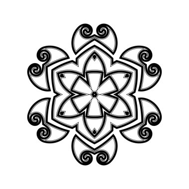 Süslü mandala. Gotik dantel dövme. Kelt örgüsü keskin köşeleri ile.