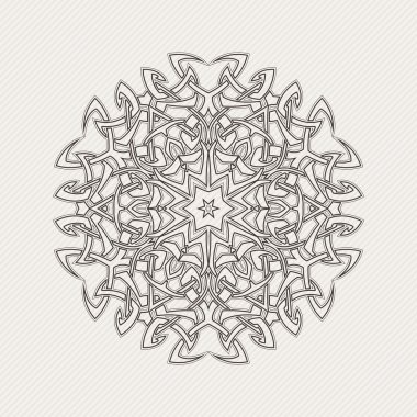 Süslü mandala. Gotik dantel dövme. Kelt örgüsü keskin köşeleri ile.