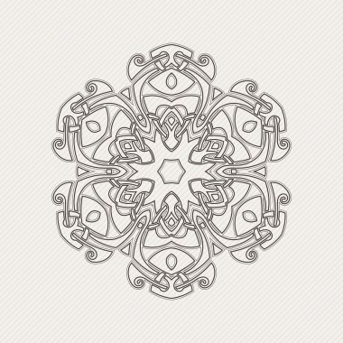 Süslü mandala. Gotik dantel dövme. Kelt örgüsü keskin köşeleri ile.