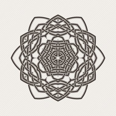 Süslü mandala. Gotik dantel dövme. Kelt örgüsü keskin köşeleri ile.