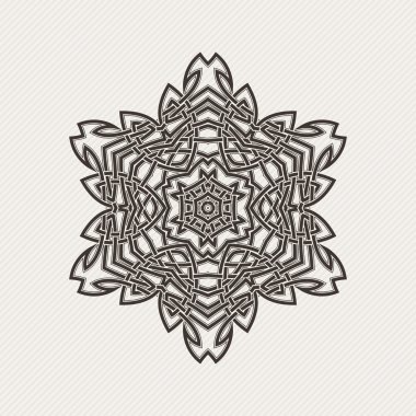 Süslü mandala. Gotik dantel dövme. Kelt örgüsü keskin köşeleri ile.