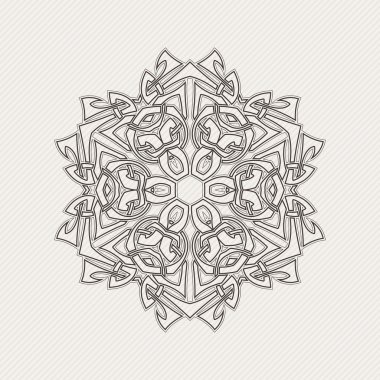 Süslü mandala. Gotik dantel dövme. Kelt örgüsü keskin köşeleri ile.