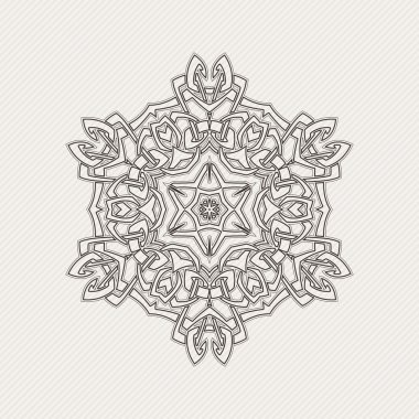 Süslü mandala. Gotik dantel dövme. Kelt örgüsü keskin köşeleri ile.