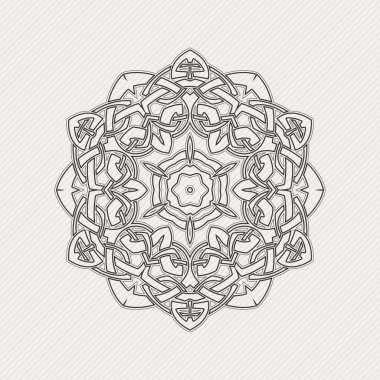 Süslü mandala. Gotik dantel dövme. Kelt örgüsü keskin köşeleri ile.