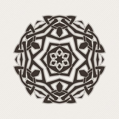 Süslü mandala. Gotik dantel dövme. Kelt örgüsü keskin köşeleri ile.