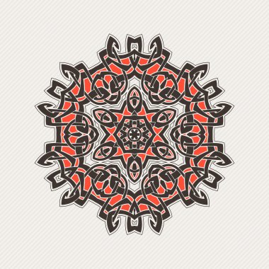 Süslü mandala. Gotik dantel dövme. Kelt örgüsü keskin köşeleri ile.
