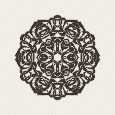 Süslü mandala. Gotik dantel dövme. Kelt örgüsü keskin köşeleri ile.