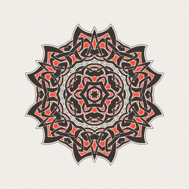 Süslü mandala. Gotik dantel dövme. Kelt örgüsü keskin köşeleri ile.