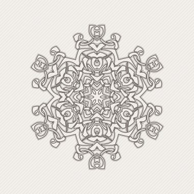 Süslü mandala. Gotik dantel dövme. Kelt örgüsü keskin köşeleri ile.