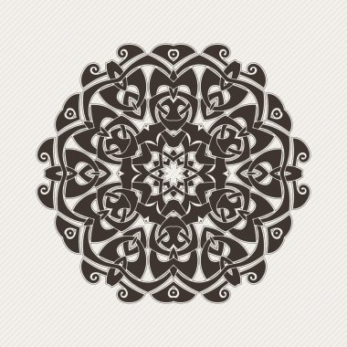 Süslü mandala. Gotik dantel dövme. Kelt örgüsü keskin köşeleri ile.